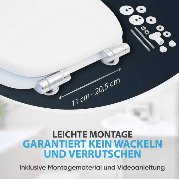 Sanilo WC-Sitz mit Absenkautomatik I Hochwertiger Toilettensitz aus Holz I Toilettendeckel in verschiedenen Motiven (Weiß)