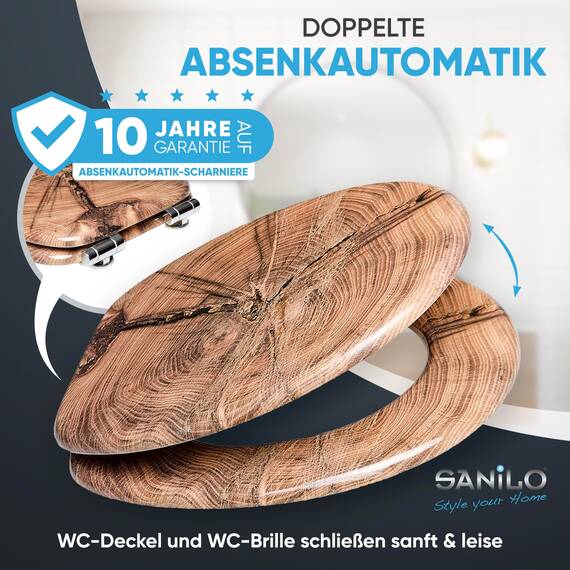 Sanilo WC-Sitz mit Absenkautomatik I Hochwertiger Toilettensitz aus Holz I Toilettendeckel in verschiedenen Motiven (Old Tree)