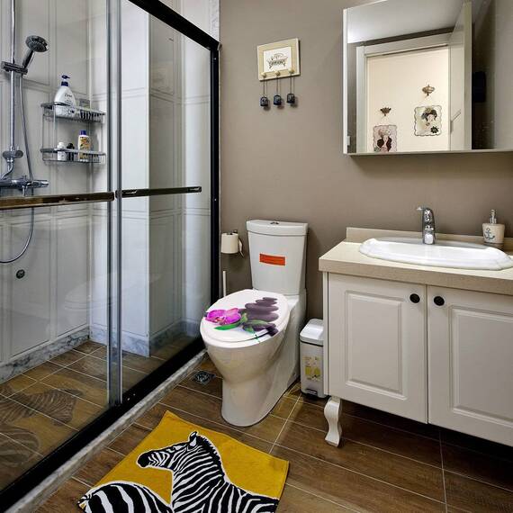 SINOBATH WC-Sitz Mit Absenkautomatik, Hochwertige Und Stabile Antibakterieller Toiletten, MDF Holzkern, Stabile QualitäT, Einfache Montage Wc Deckel Klobrille (Blumen)
