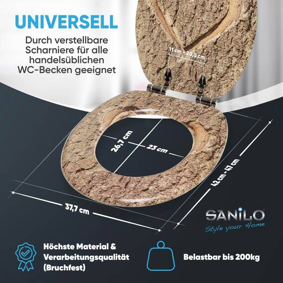 Sanilo WC-Sitz mit Absenkautomatik I Hochwertiger Toilettensitz aus Holz I Toilettendeckel in verschiedenen Motiven (True Love)