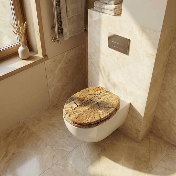 SINOBATH WC-Sitz Toilettensitz mit Absenkautomatik, MDF Holzkern, Softclose Scharnier