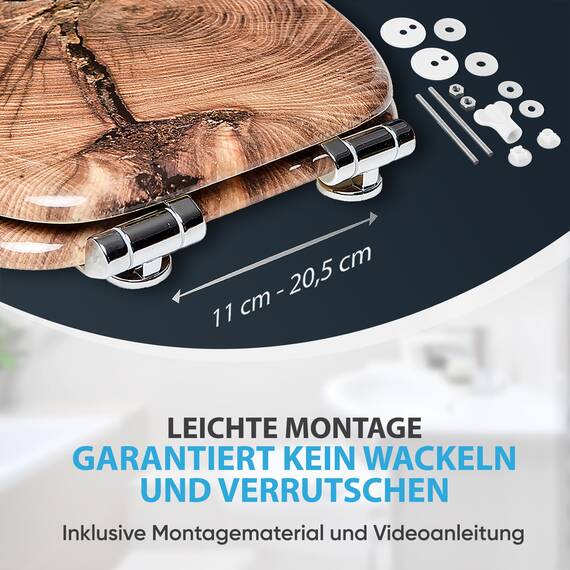Sanilo WC-Sitz mit Absenkautomatik I Hochwertiger Toilettensitz aus Holz I Toilettendeckel in verschiedenen Motiven (Old Tree)