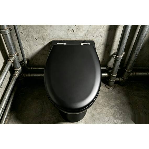 Premium WC-Sitz aus MDF | Mit Geräuscharmer Absenkautomatik & Edler Holzoptik | Universell, Robust & Langlebig | Markenqualität von die Erdbeere（Black）