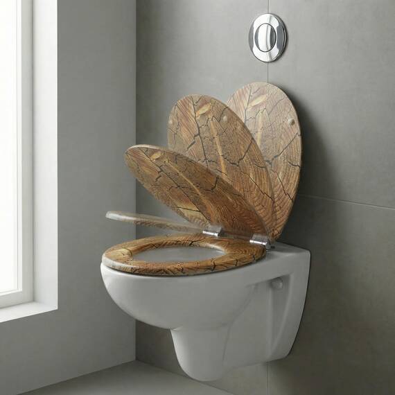 SINOBATH WC-Sitz Toilettensitz mit Absenkautomatik, MDF Holzkern, Softclose Scharnier