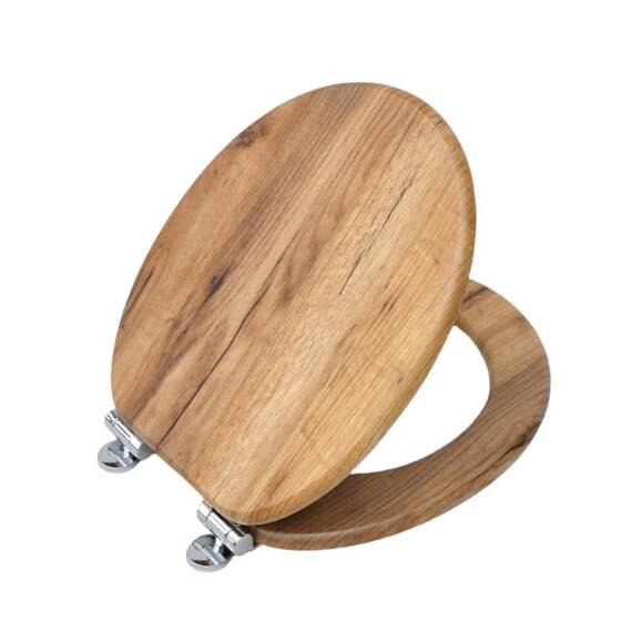 SINOBATH WC-Sitz Toilettensitz mit Absenkautomatik, MDF Holzkern, Softclose Scharnier (Naturholz)