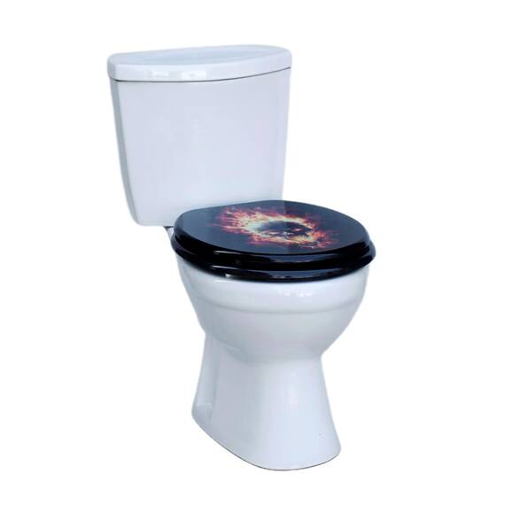 Premium WC-Sitz aus MDF | Mit Geräuscharmer Absenkautomatik & Edler Holzoptik | Universell, Robust & Langlebig (Skull)