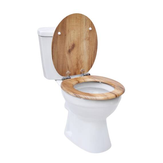 SINOBATH WC-Sitz Toilettensitz mit Absenkautomatik, MDF Holzkern, Softclose Scharnier (Naturholz)