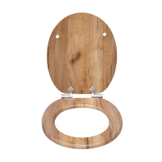 SINOBATH WC-Sitz Toilettensitz mit Absenkautomatik, MDF Holzkern, Softclose Scharnier (Naturholz)