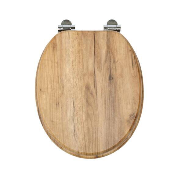SINOBATH WC-Sitz Toilettensitz mit Absenkautomatik, MDF Holzkern, Softclose Scharnier (Naturholz)