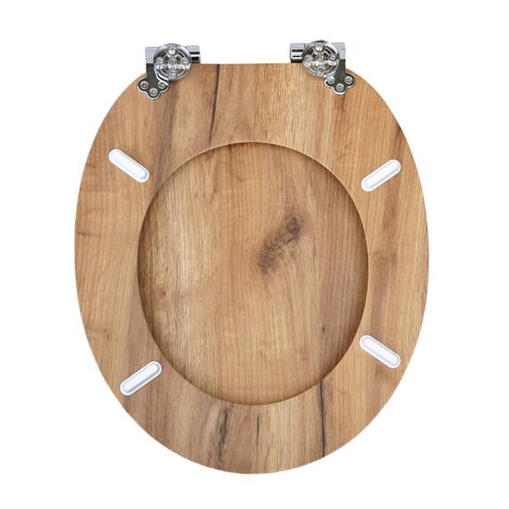 SINOBATH WC-Sitz Toilettensitz mit Absenkautomatik, MDF Holzkern, Softclose Scharnier (Naturholz)