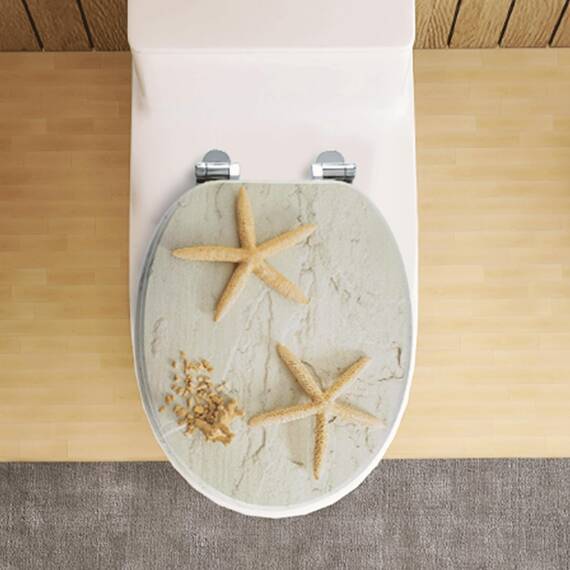 SINOBATH WC-Sitz Toilettensitz mit Absenkautomatik, MDF Holzkern, Softclose Scharnier, Seestern