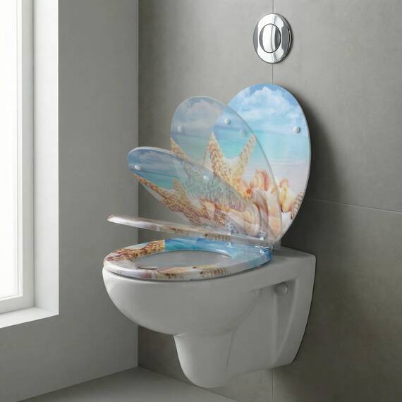 SINOBATH WC Sitz mit Absenkautomatik, viele schöne WC Sitze zur Auswahl, hochwertige und stabile Qualität aus Holz (Muscheln)