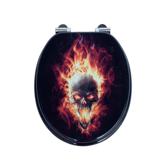 Premium WC-Sitz aus MDF | Mit Geräuscharmer Absenkautomatik & Edler Holzoptik | Universell, Robust & Langlebig (Skull)