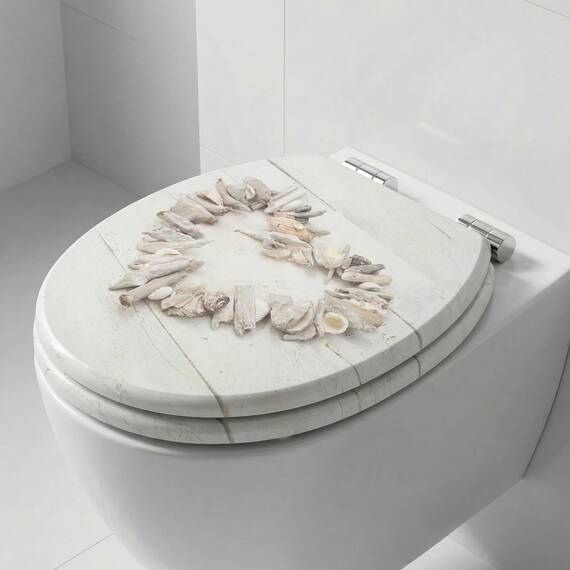 SINOBATH WC-Sitz Mit Absenkautomatik, Hochwertige Und Stabile Antibakterieller Toiletten, MDF Holzkern, Stabile QualitäT, Einfache Montage Wc Deckel Klobrille (Stone Hear)