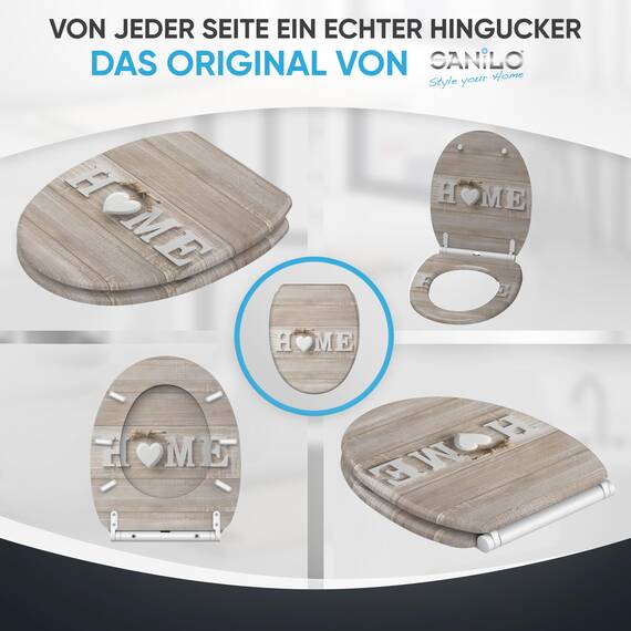 Sanilo WC Sitz mit Absenkautomatik & Schnellverschluss, Toilettendeckel per Knopfdruck abnehmbar, einfache Montage von oben (Home)