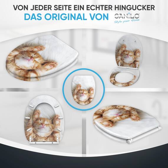 Sanilo WC Sitz mit Absenkautomatik & Schnellverschluss, Toilettendeckel per Knopfdruck abnehmbar, einfache Montage von oben (Lilly)