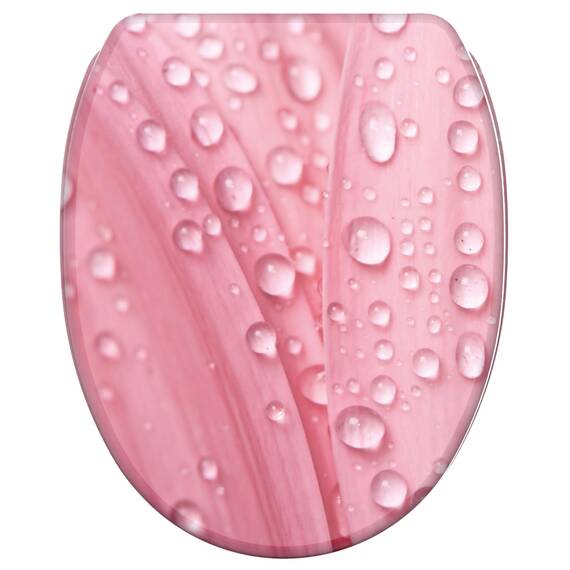 Sanilo WC Sitz mit Absenkautomatik & Schnellverschluss, Toilettendeckel per Knopfdruck abnehmbar, einfache Montage von oben (Pink Flower)