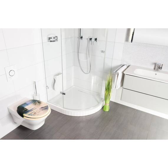 Sanilo WC Sitz mit Absenkautomatik, viele neue Toilettendeckel zur Auswahl, hochwertige Oberfläche, einfache Montage, stabile Scharniere (Beach)
