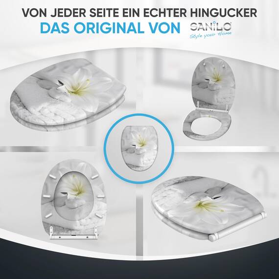 Sanilo WC Sitz mit Absenkautomatik & Schnellverschluss, Toilettendeckel per Knopfdruck abnehmbar, einfache Montage von oben (Good Feeling)