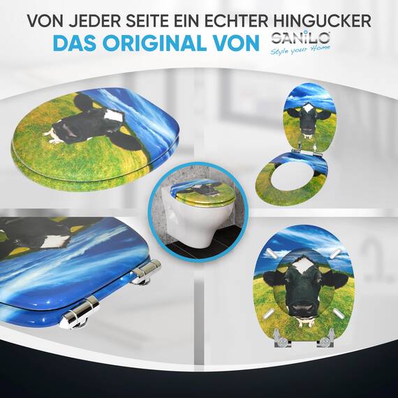 Sanilo WC Sitz mit Absenkautomatik, viele neue Toilettendeckel zur Auswahl, hochwertige Oberfläche, einfache Montage, stabile Scharniere (Kuhkopf)