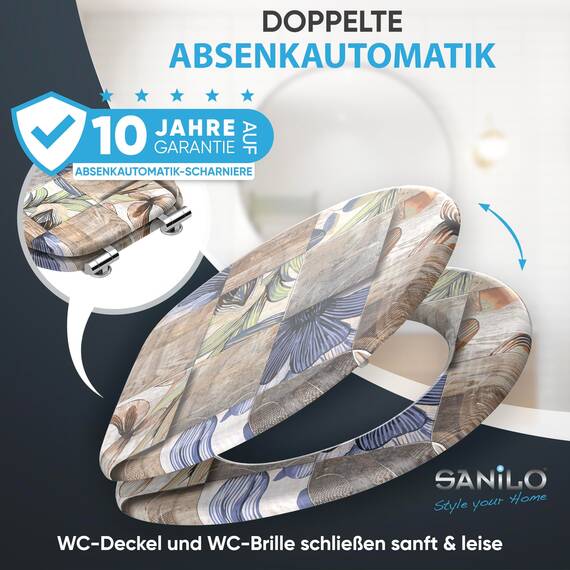 Sanilo WC Sitz mit Absenkautomatik, viele neue Toilettendeckel zur Auswahl, hochwertige Oberfläche, einfache Montage, stabile Scharniere (Livia)