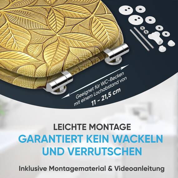 Sanilo WC Sitz mit Absenkautomatik, viele neue Toilettendeckel zur Auswahl, hochwertige Oberfläche, einfache Montage, stabile Scharniere (Bractea)