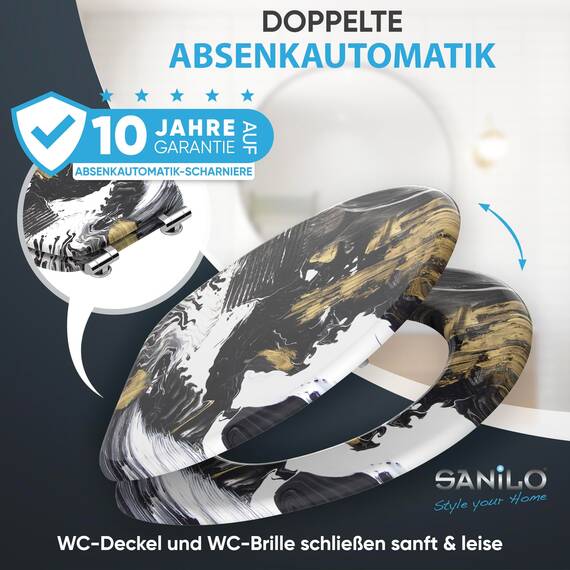Sanilo WC Sitz mit Absenkautomatik, viele neue Toilettendeckel zur Auswahl, hochwertige Oberfläche, einfache Montage, stabile Scharniere (Acrylics)