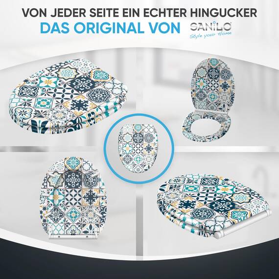Sanilo WC Sitz mit Absenkautomatik & Schnellverschluss, Toilettendeckel per Knopfdruck abnehmbar, einfache Montage von oben (Palazzo)