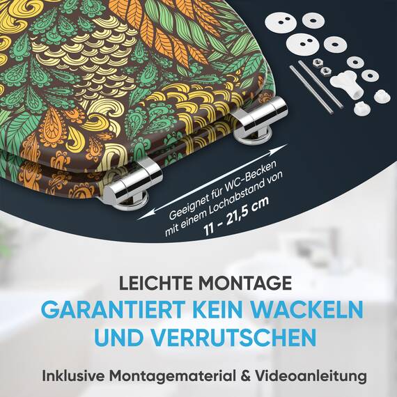 Sanilo WC Sitz mit Absenkautomatik, viele neue Toilettendeckel zur Auswahl, hochwertige Oberfläche, einfache Montage, stabile Scharniere (Velora)