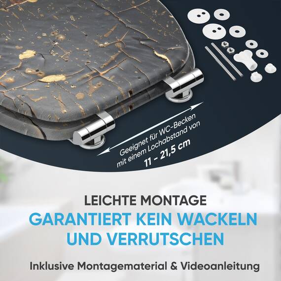 Sanilo WC Sitz mit Absenkautomatik, viele neue Toilettendeckel zur Auswahl, hochwertige Oberfläche, einfache Montage, stabile Scharniere (Shield)