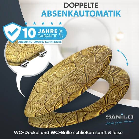Sanilo WC Sitz mit Absenkautomatik, viele neue Toilettendeckel zur Auswahl, hochwertige Oberfläche, einfache Montage, stabile Scharniere (Bractea)