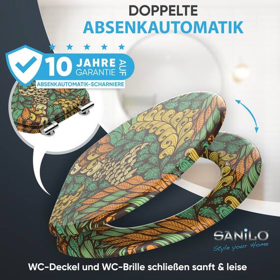 Sanilo WC Sitz mit Absenkautomatik, viele neue Toilettendeckel zur Auswahl, hochwertige Oberfläche, einfache Montage, stabile Scharniere (Velora)