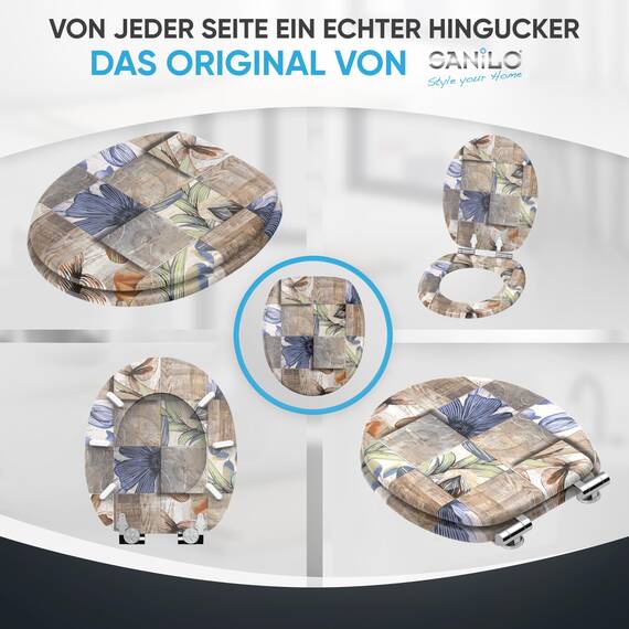 Sanilo WC Sitz mit Absenkautomatik, viele neue Toilettendeckel zur Auswahl, hochwertige Oberfläche, einfache Montage, stabile Scharniere (Livia)