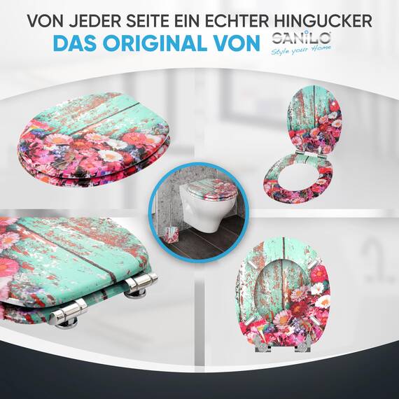 Sanilo WC Sitz mit Absenkautomatik, viele neue Toilettendeckel zur Auswahl, hochwertige Oberfläche, einfache Montage, stabile Scharniere (Spring)