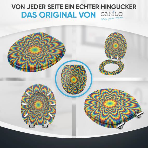 Sanilo WC Sitz mit Absenkautomatik, viele neue Toilettendeckel zur Auswahl, hochwertige Oberfläche, einfache Montage, stabile Scharniere (Illusion)