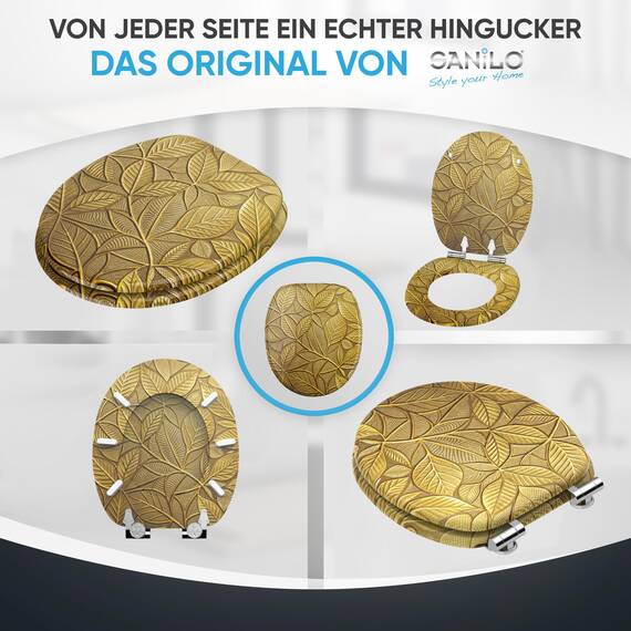 Sanilo WC Sitz mit Absenkautomatik, viele neue Toilettendeckel zur Auswahl, hochwertige Oberfläche, einfache Montage, stabile Scharniere (Bractea)