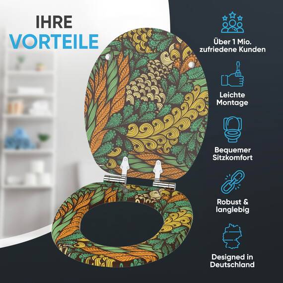 Sanilo WC Sitz mit Absenkautomatik, viele neue Toilettendeckel zur Auswahl, hochwertige Oberfläche, einfache Montage, stabile Scharniere (Velora)