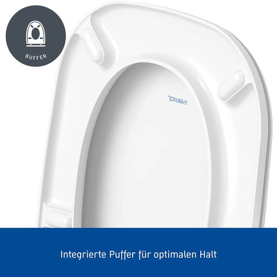 Duravit WC-Sitz D-Code, Toilettendeckel aus Urea-Duroplast, Klodeckel mit Edelstahl Scharnieren, Weiß Hochglanz
