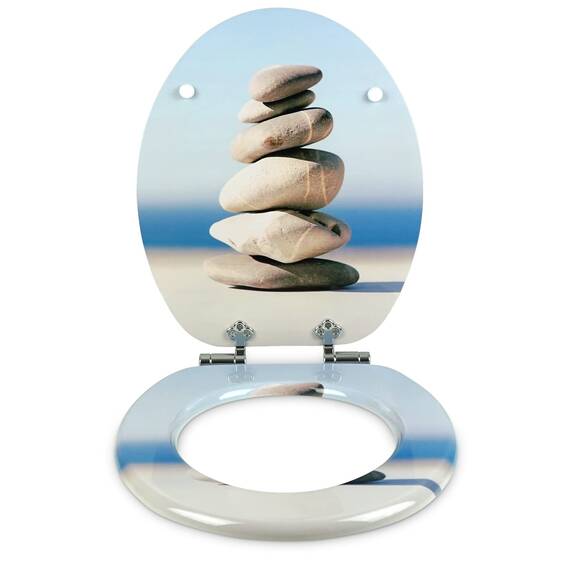 SANFINO® Premium WC Sitz mit Absenkautomatik – hochwertige Toilettendeckel aus Holz, viele bunte Motive, hoher Sitzkomfort, einfache Montage inklusive Montageanleitung – "Cairn II"