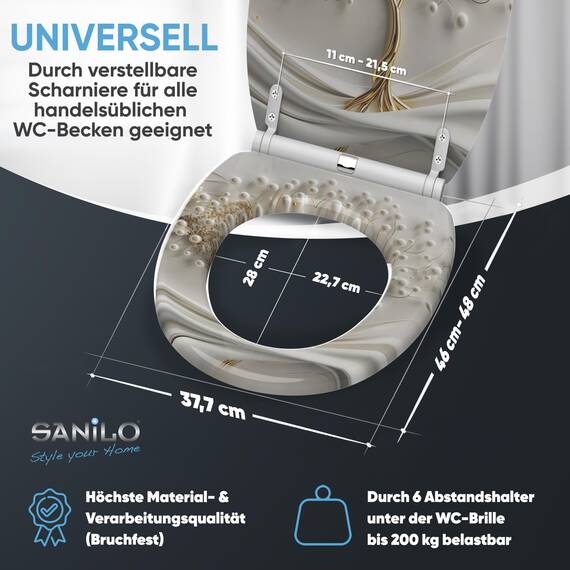 Sanilo WC Sitz mit Absenkautomatik & Schnellverschluss, Toilettendeckel per Knopfdruck abnehmbar, einfache Montage von oben (Tree of Life)