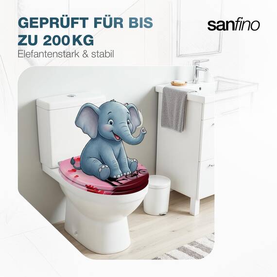 SANFINO® Premium WC Sitz mit Absenkautomatik – hochwertige Toilettendeckel aus Holz, viele bunte Motive, hoher Sitzkomfort, einfache Montage inklusive Montageanleitung – "Butterfly"