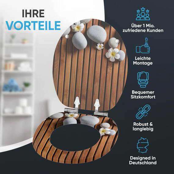 Sanilo WC Sitz mit Absenkautomatik, viele neue Toilettendeckel zur Auswahl, hochwertige Oberfläche, einfache Montage, stabile Scharniere (Zentara)