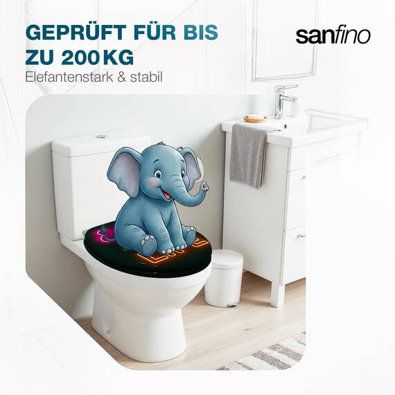 SANFINO® Premium WC Sitz mit Absenkautomatik – hochwertige Toilettendeckel aus Holz, viele bunte Motive, hoher Sitzkomfort, einfache Montage inklusive Montageanleitung – "Enjoy Life"