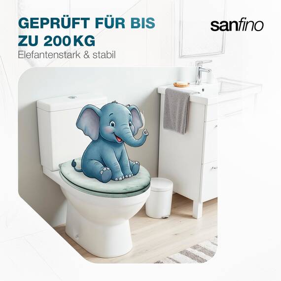 SANFINO® Premium WC Sitz mit Absenkautomatik – hochwertige Toilettendeckel aus Holz, viele bunte Motive, hoher Sitzkomfort, einfache Montage inklusive Montageanleitung – "Marmor"