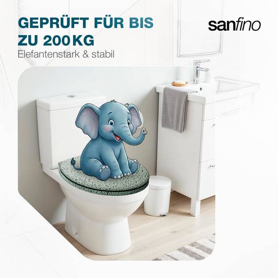 SANFINO® Premium WC Sitz mit Absenkautomatik – hochwertige Toilettendeckel aus Holz, viele bunte Motive, hoher Sitzkomfort, einfache Montage inklusive Montageanleitung – "Grey Splash II"