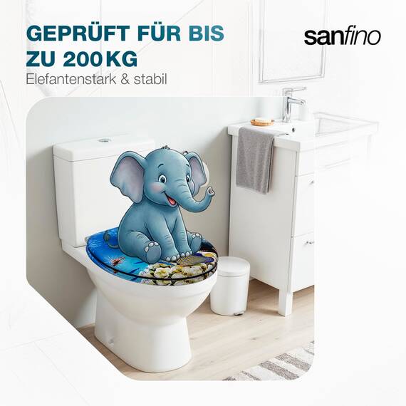 SANFINO® Premium WC Sitz mit Absenkautomatik – hochwertige Toilettendeckel aus Holz, viele bunte Motive, hoher Sitzkomfort, einfache Montage inklusive Montageanleitung – "Coral Reef"