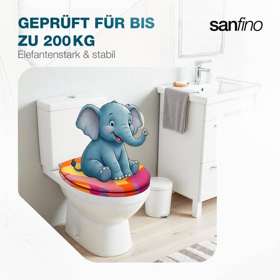 SANFINO® Premium WC Sitz mit Absenkautomatik – hochwertige Toilettendeckel aus Holz, viele bunte Motive, hoher Sitzkomfort, einfache Montage inklusive Montageanleitung – "Artsy"