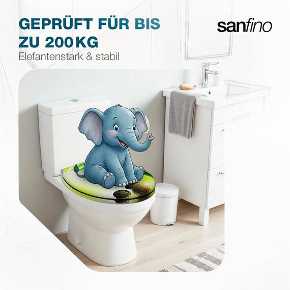SANFINO® Premium WC Sitz mit Absenkautomatik – hochwertige Toilettendeckel aus Holz, viele bunte Motive, hoher Sitzkomfort, einfache Montage inklusive Montageanleitung – "Garden Eden"
