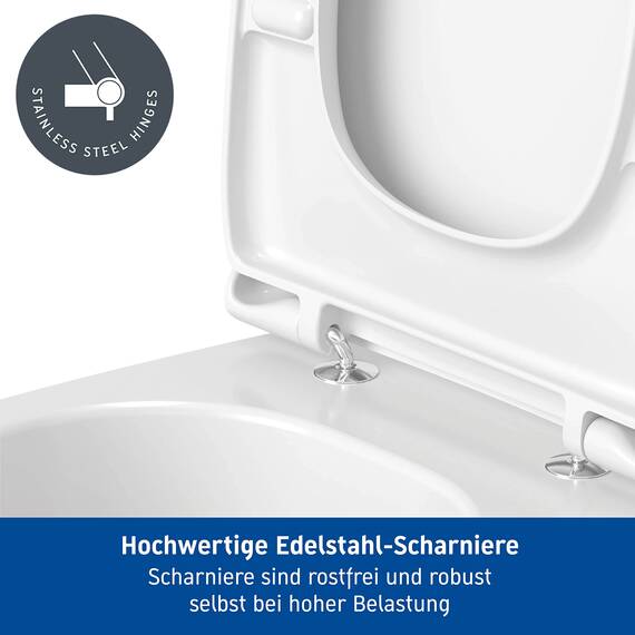 Duravit WC-Sitz D-Code, Toilettendeckel aus Urea-Duroplast, Klodeckel mit Edelstahl Scharnieren, Weiß Hochglanz