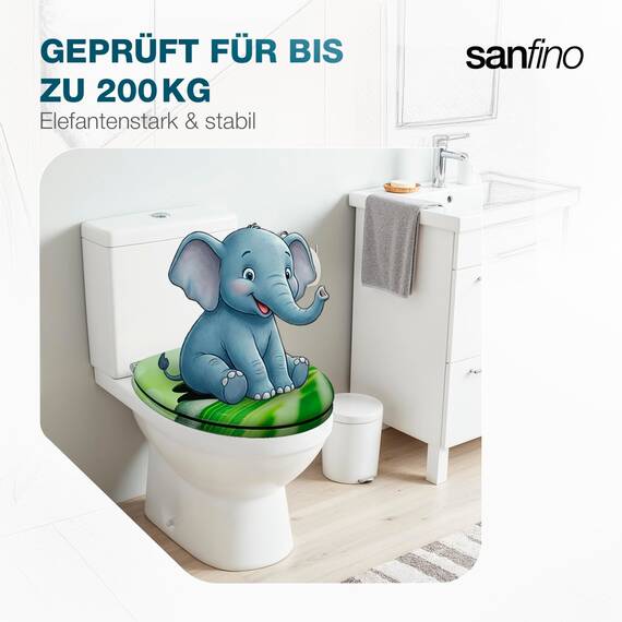 SANFINO® Premium WC Sitz mit Absenkautomatik – hochwertige Toilettendeckel aus Holz, viele bunte Motive, hoher Sitzkomfort, einfache Montage inklusive Montageanleitung – "Blue Butterfly"